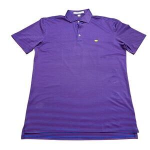 ANGC Members Only Holderness & Bourne Mens Masters Golf Polo Size L Purple Strip
